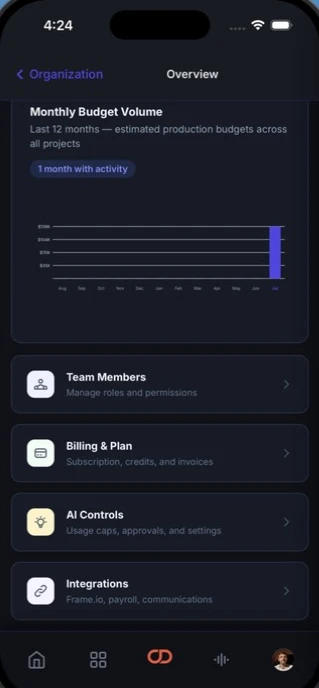 Monthly budget volume chart on iOS
